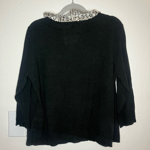 Sweater w/ Polka Dot Ruffle Trim Blouse Insert – XL 🖤🤍✨ - Picture 4 of 9